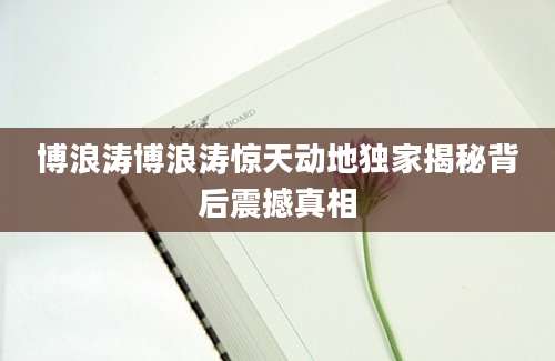 博浪涛博浪涛惊天动地独家揭秘背后震撼真相