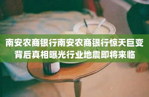 南安农商银行南安农商银行惊天巨变背后真相曝光行业地震即将来临