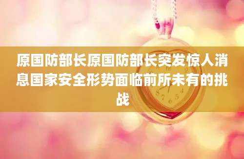 原国防部长原国防部长突发惊人消息国家安全形势面临前所未有的挑战