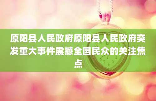 原阳县人民政府原阳县人民政府突发重大事件震撼全国民众的关注焦点