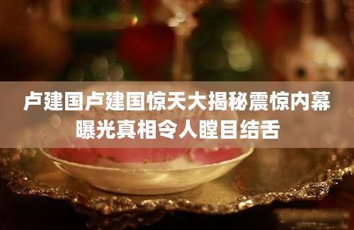 卢建国卢建国惊天大揭秘震惊内幕曝光真相令人瞠目结舌
