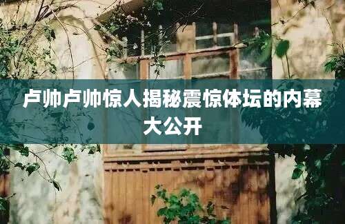 卢帅卢帅惊人揭秘震惊体坛的内幕大公开