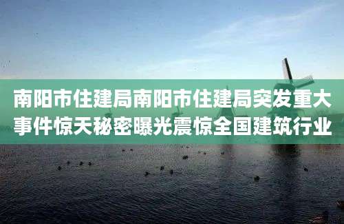 南阳市住建局南阳市住建局突发重大事件惊天秘密曝光震惊全国建筑行业