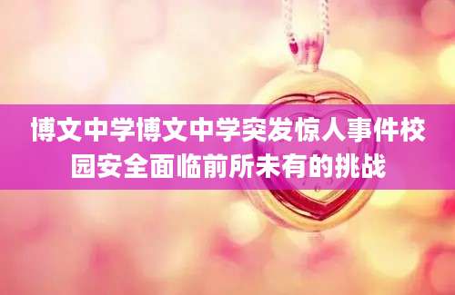 博文中学博文中学突发惊人事件校园安全面临前所未有的挑战