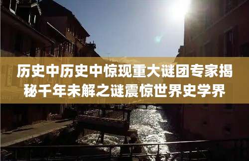 历史中历史中惊现重大谜团专家揭秘千年未解之谜震惊世界史学界