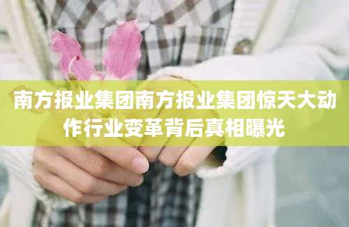 南方报业集团南方报业集团惊天大动作行业变革背后真相曝光