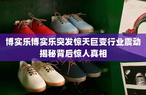 博实乐博实乐突发惊天巨变行业震动揭秘背后惊人真相