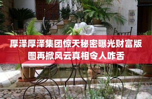 厚泽厚泽集团惊天秘密曝光财富版图再掀风云真相令人咋舌