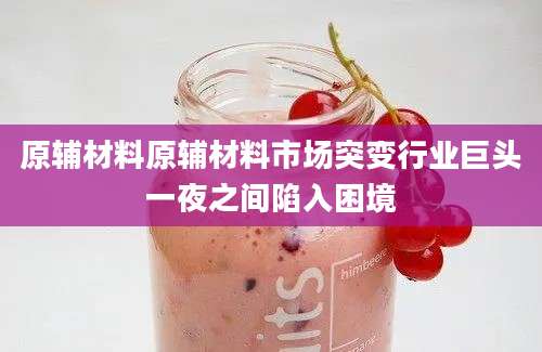 原辅材料原辅材料市场突变行业巨头一夜之间陷入困境