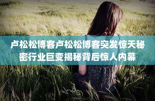 卢松松博客卢松松博客突发惊天秘密行业巨变揭秘背后惊人内幕