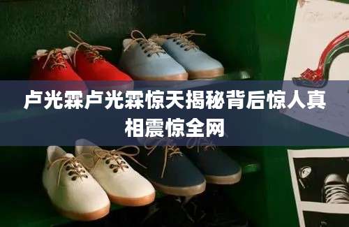 卢光霖卢光霖惊天揭秘背后惊人真相震惊全网