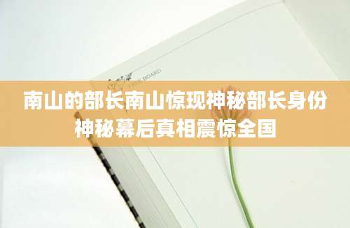 南山的部长南山惊现神秘部长身份神秘幕后真相震惊全国