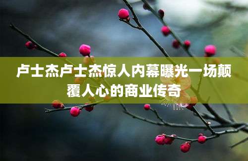 卢士杰卢士杰惊人内幕曝光一场颠覆人心的商业传奇