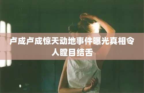 卢成卢成惊天动地事件曝光真相令人瞠目结舌