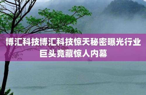 博汇科技博汇科技惊天秘密曝光行业巨头竟藏惊人内幕