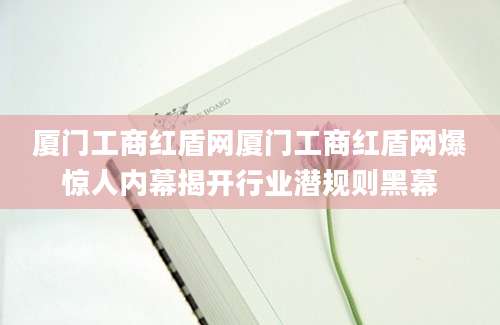 厦门工商红盾网厦门工商红盾网爆惊人内幕揭开行业潜规则黑幕
