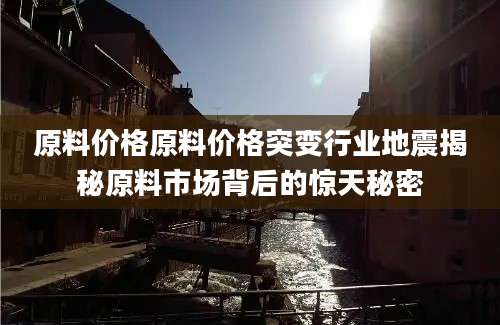 原料价格原料价格突变行业地震揭秘原料市场背后的惊天秘密