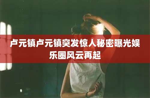 卢元镇卢元镇突发惊人秘密曝光娱乐圈风云再起