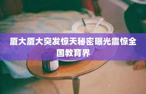 厦大厦大突发惊天秘密曝光震惊全国教育界
