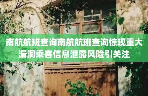 南航航班查询南航航班查询惊现重大漏洞乘客信息泄露风险引关注