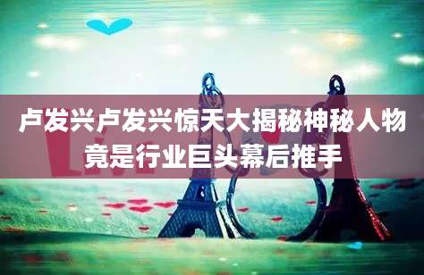 卢发兴卢发兴惊天大揭秘神秘人物竟是行业巨头幕后推手