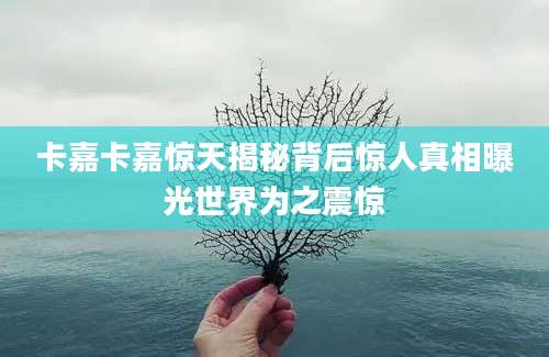 卡嘉卡嘉惊天揭秘背后惊人真相曝光世界为之震惊