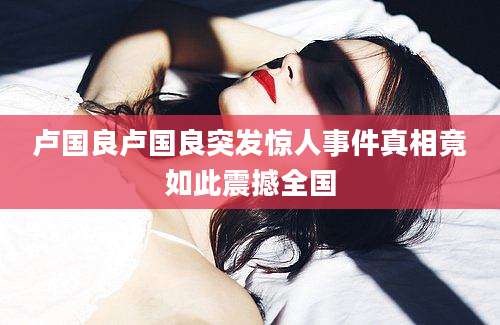 卢国良卢国良突发惊人事件真相竟如此震撼全国