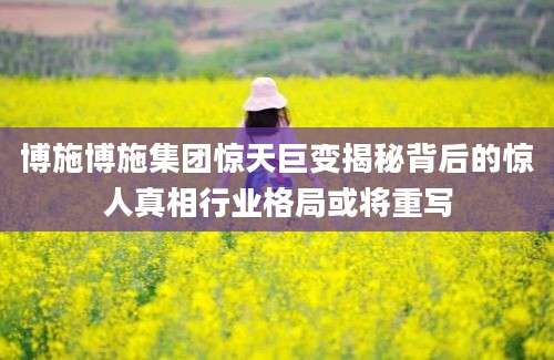 博施博施集团惊天巨变揭秘背后的惊人真相行业格局或将重写