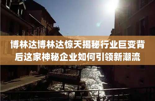 博林达博林达惊天揭秘行业巨变背后这家神秘企业如何引领新潮流