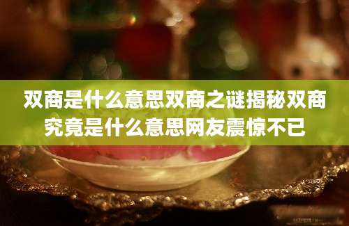 双商是什么意思双商之谜揭秘双商究竟是什么意思网友震惊不已