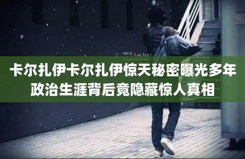 卡尔扎伊卡尔扎伊惊天秘密曝光多年政治生涯背后竟隐藏惊人真相