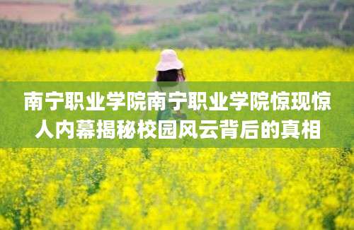 南宁职业学院南宁职业学院惊现惊人内幕揭秘校园风云背后的真相