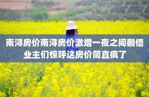南浔房价南浔房价激增一夜之间翻倍业主们惊呼这房价简直疯了