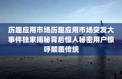 历趣应用市场历趣应用市场突发大事件独家揭秘背后惊人秘密用户惊呼颠覆传统