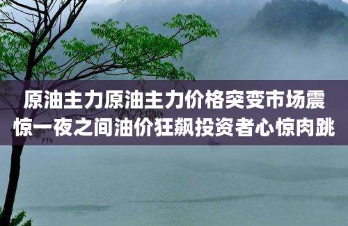 原油主力原油主力价格突变市场震惊一夜之间油价狂飙投资者心惊肉跳