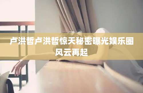 卢洪哲卢洪哲惊天秘密曝光娱乐圈风云再起