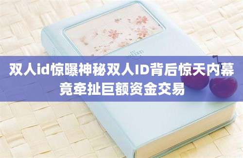 双人id惊曝神秘双人ID背后惊天内幕竟牵扯巨额资金交易