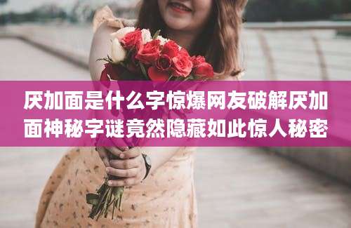 厌加面是什么字惊爆网友破解厌加面神秘字谜竟然隐藏如此惊人秘密