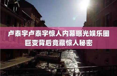 卢泰宇卢泰宇惊人内幕曝光娱乐圈巨变背后竟藏惊人秘密