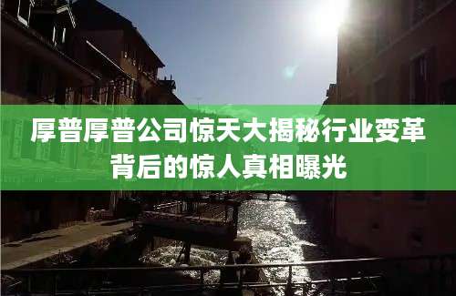 厚普厚普公司惊天大揭秘行业变革背后的惊人真相曝光