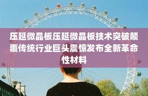 压延微晶板压延微晶板技术突破颠覆传统行业巨头震惊发布全新革命性材料