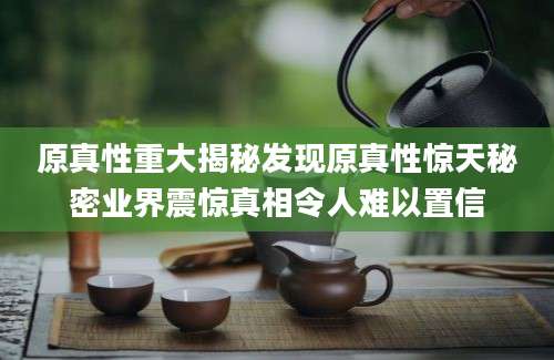 原真性重大揭秘发现原真性惊天秘密业界震惊真相令人难以置信