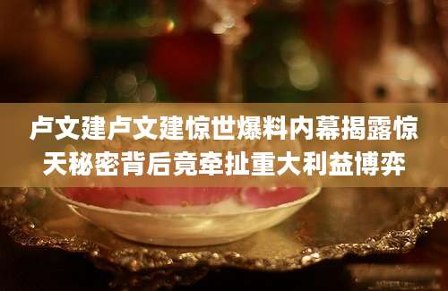卢文建卢文建惊世爆料内幕揭露惊天秘密背后竟牵扯重大利益博弈