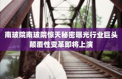 南玻院南玻院惊天秘密曝光行业巨头颠覆性变革即将上演