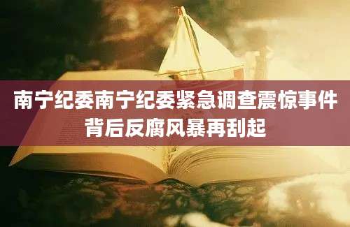 南宁纪委南宁纪委紧急调查震惊事件背后反腐风暴再刮起