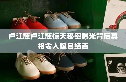 卢江辉卢江辉惊天秘密曝光背后真相令人瞠目结舌