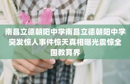 南昌立德朝阳中学南昌立德朝阳中学突发惊人事件惊天真相曝光震惊全国教育界