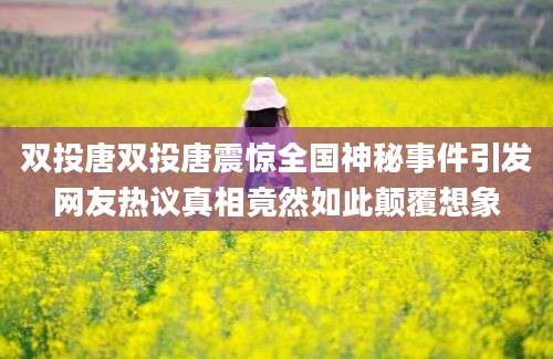 双投唐双投唐震惊全国神秘事件引发网友热议真相竟然如此颠覆想象