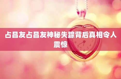 占昌友占昌友神秘失踪背后真相令人震惊