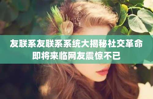 友联系友联系系统大揭秘社交革命即将来临网友震惊不已